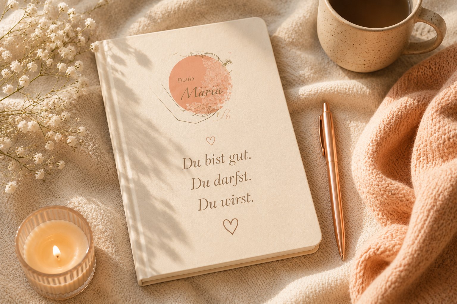 Geburtsjournal und Kerze